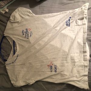 H&M graphic white and blue graphic shirt